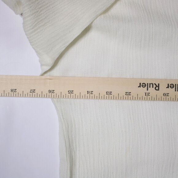 Eileen Fisher Ivory Wool Silk LS Button Tunic Crepe Shirt Dress Band Collar Boxy - Picture 9 of 9